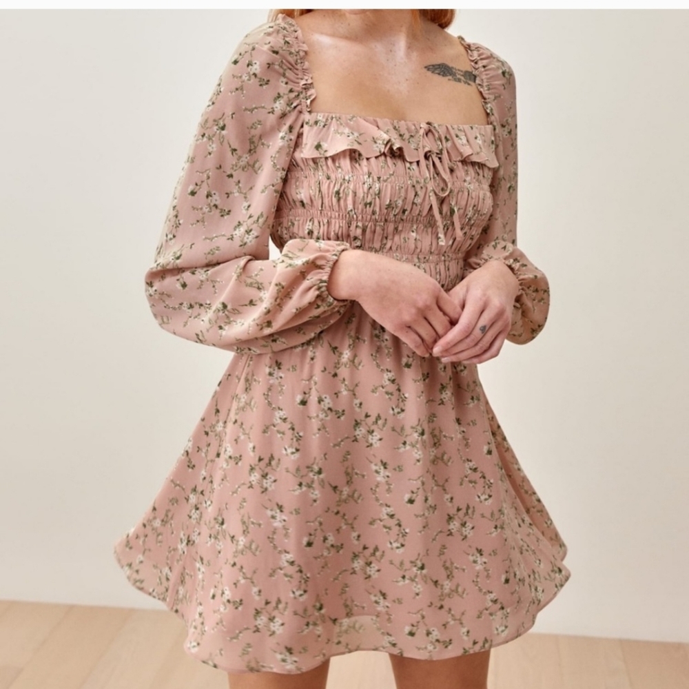 Reformation Floral Mini Dress in Pink and Green - Picture 2 of 7